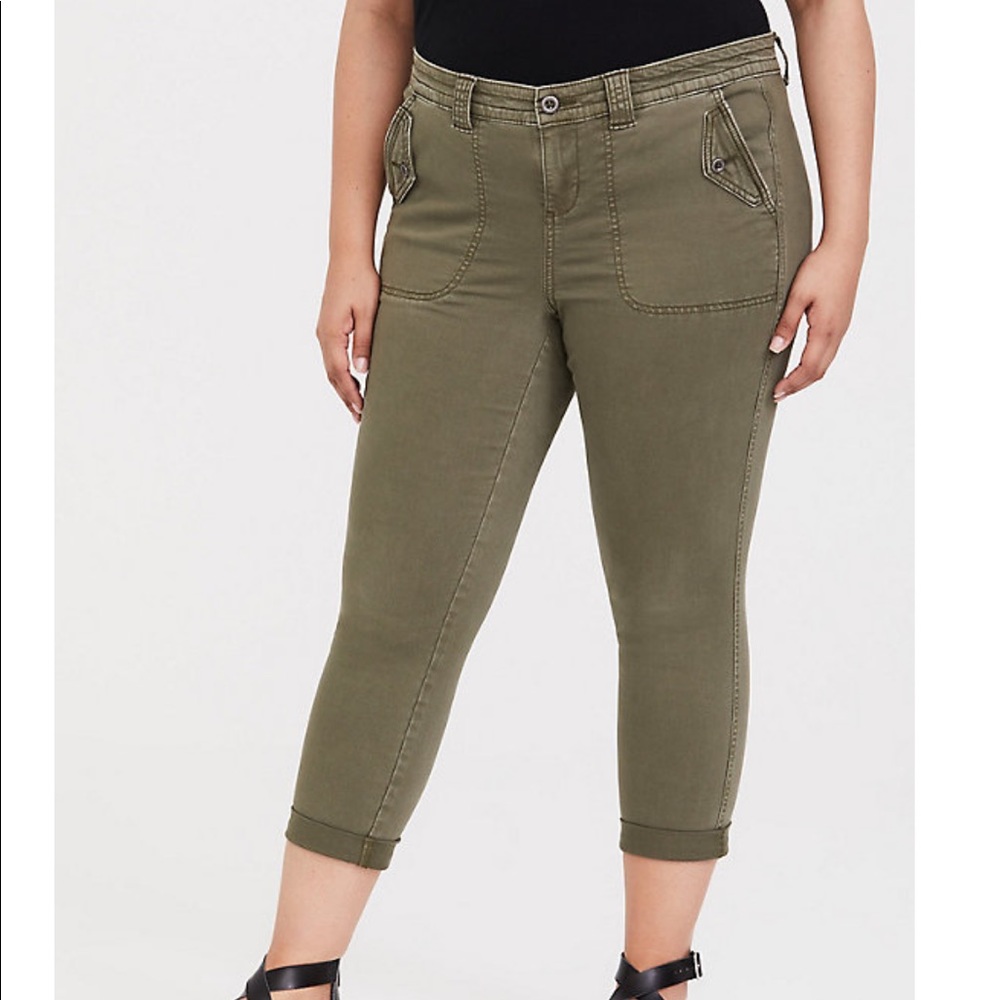 Torrid Twill Crop Military Pant Olive - Plus Size